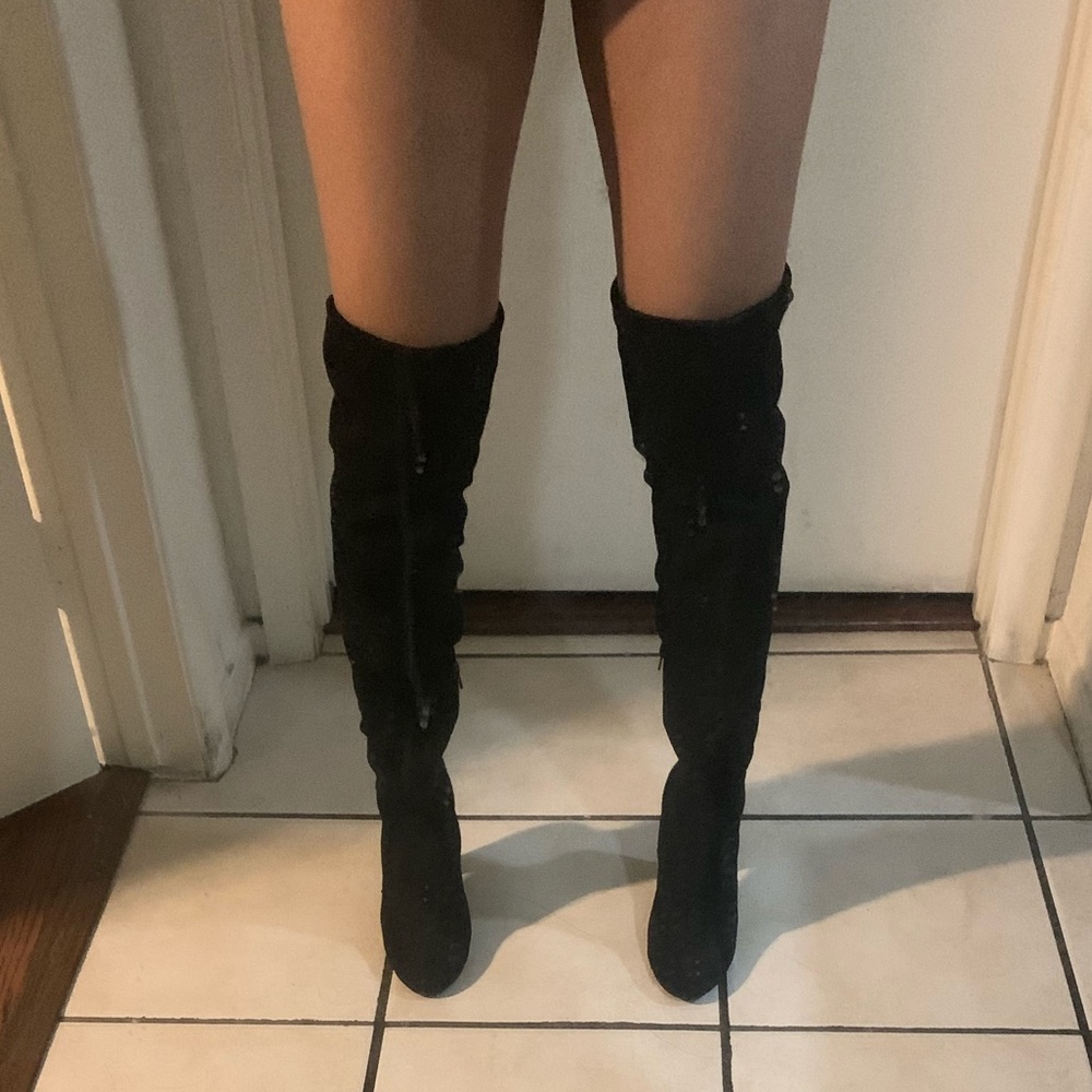 Wet Seal Black Thigh High Boots